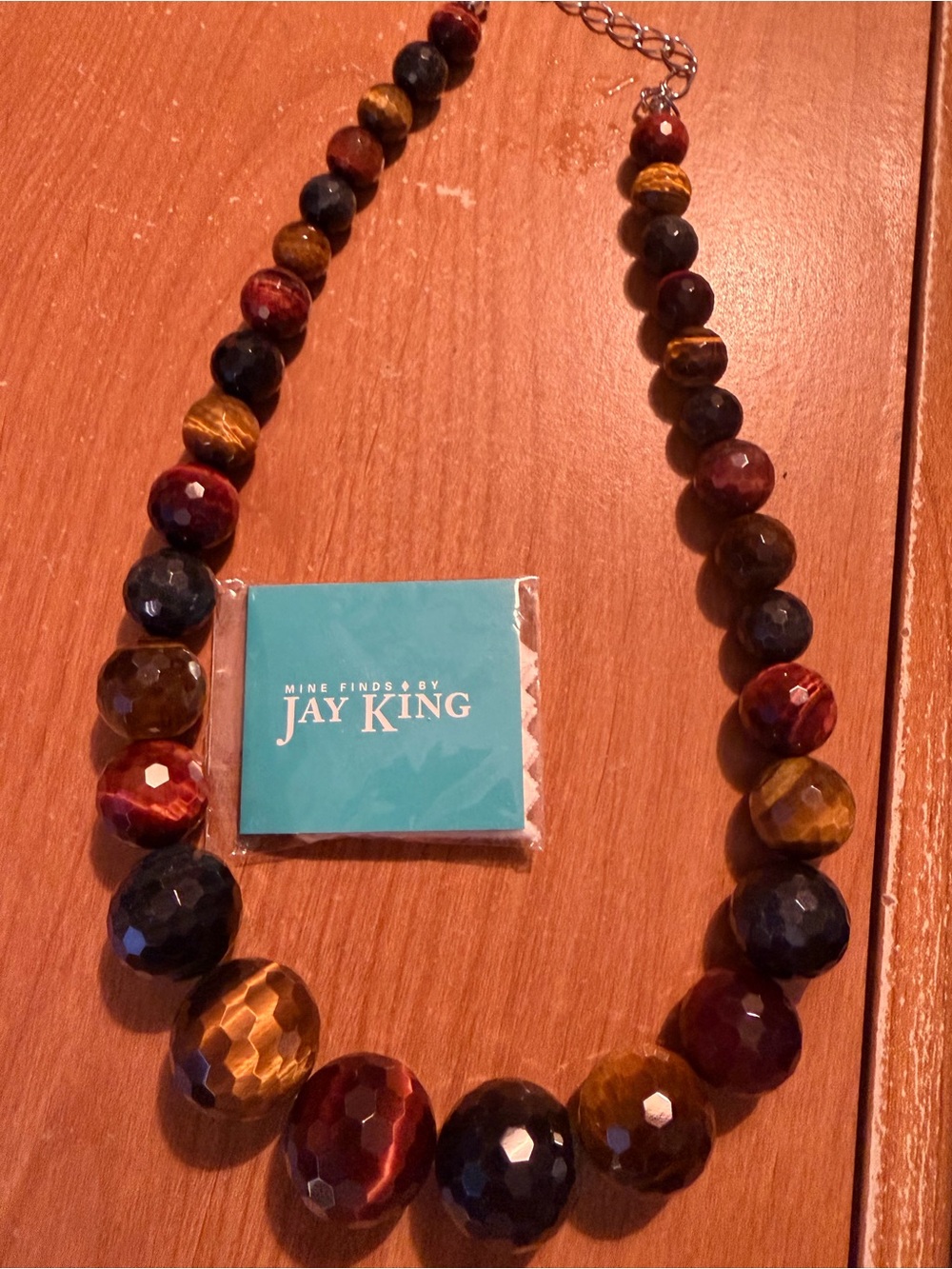 Jay King Faceted Bead Necklace in Red, Gold, Blue